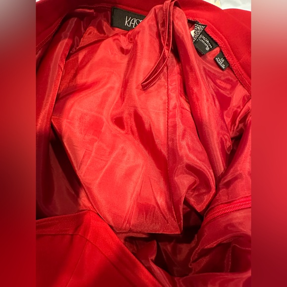 Solid red one button jacket pants suit by Kasper size 14 - Picture 7 of 16